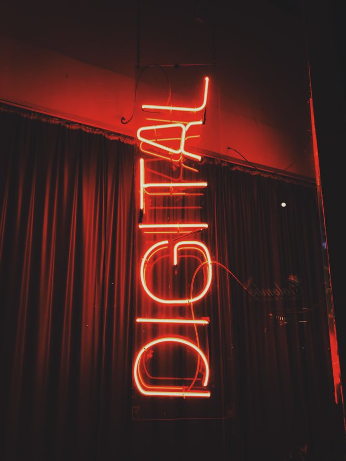 Home Bright red neon sign with